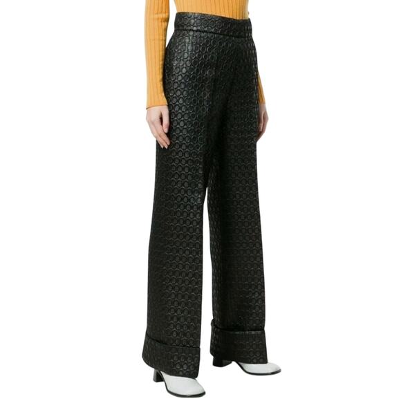 VTG Prada Black Circular Texture High Rise Trouser Pants Size 40